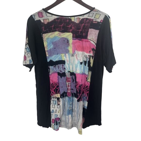 Parsley & Sage Abstract Art Print Short Sleeve Top Large Women’s Tunic Boho Y2K - Picture 6 of 9